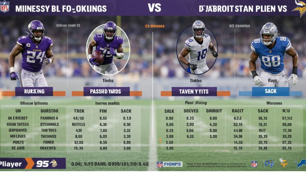 Minnesota vikings vs detroit lions match player stats