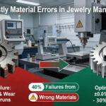 Side-by-side comparison of material selection outcomes in jewelry component manufacturing: faulty material causing gear deformation versus scientifically selected material ensuring precision and cost efficiency.