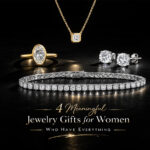 Meaningful lab grown diamond jewelry gifts for women featuring tennis bracelet, stud earrings, pendant necklace and oval diamond ring